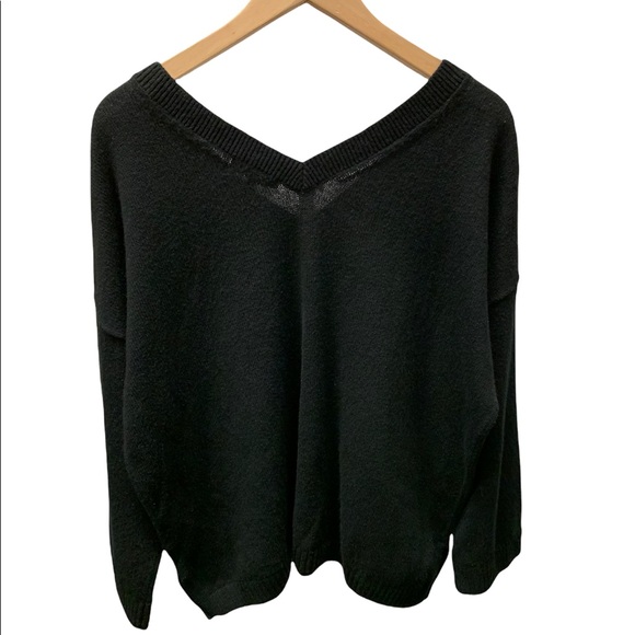 New! Madewell true black double v neck knit pullover sweater, size large - Picture 4 of 6
